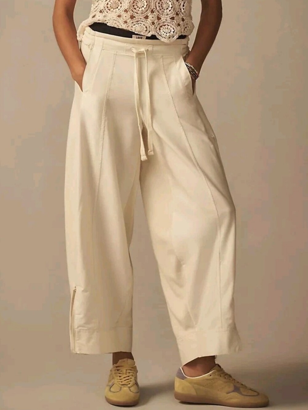 Daily Practice By Anthropologie Jesse Wide Leg In Ivory Pearl - Picture 16 of 16